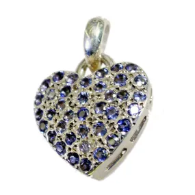 Riyo Exquisite Gems Round Faceted Blue Iolite Silver Pendant Gift For Sister