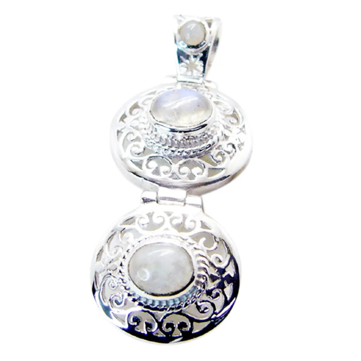 Riyo Genuine Gems Oval Cabochon White Rainbow Moonstone Sterling Silver Pendant labour day gift