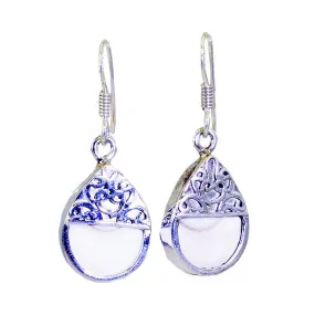 Riyo Genuine Gems pear Cabochon White Pearl Silver Earrings christmas gift