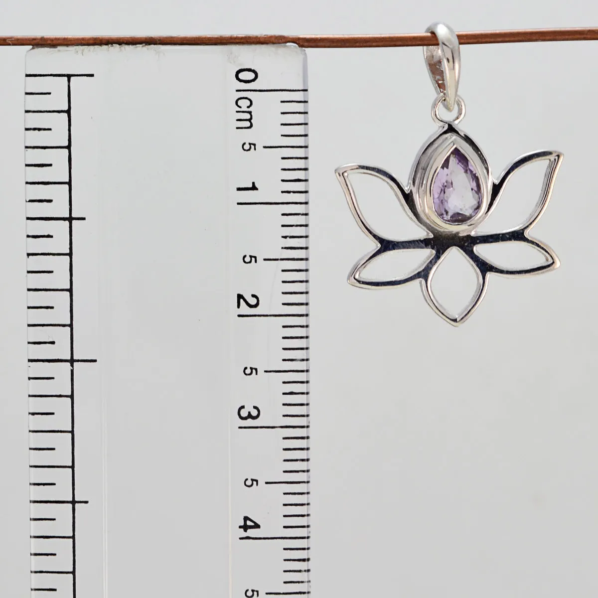 Riyo Genuine Gems Pear Faceted Purple Amethyst Sterling Silver Pendant gift for anniversary day