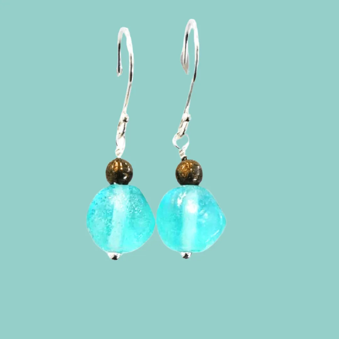 Roman glass earrings sterling silver Israeli Roman glass jewelry