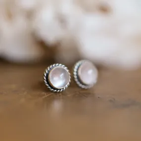 Rose Quartz Traditional Posts - Sterling Silver Posts - Pink Studs - Rose Quartz Earrings