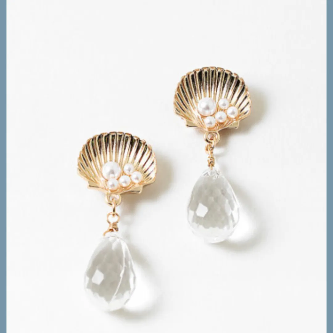 Scallop Shell Crystal Earrings