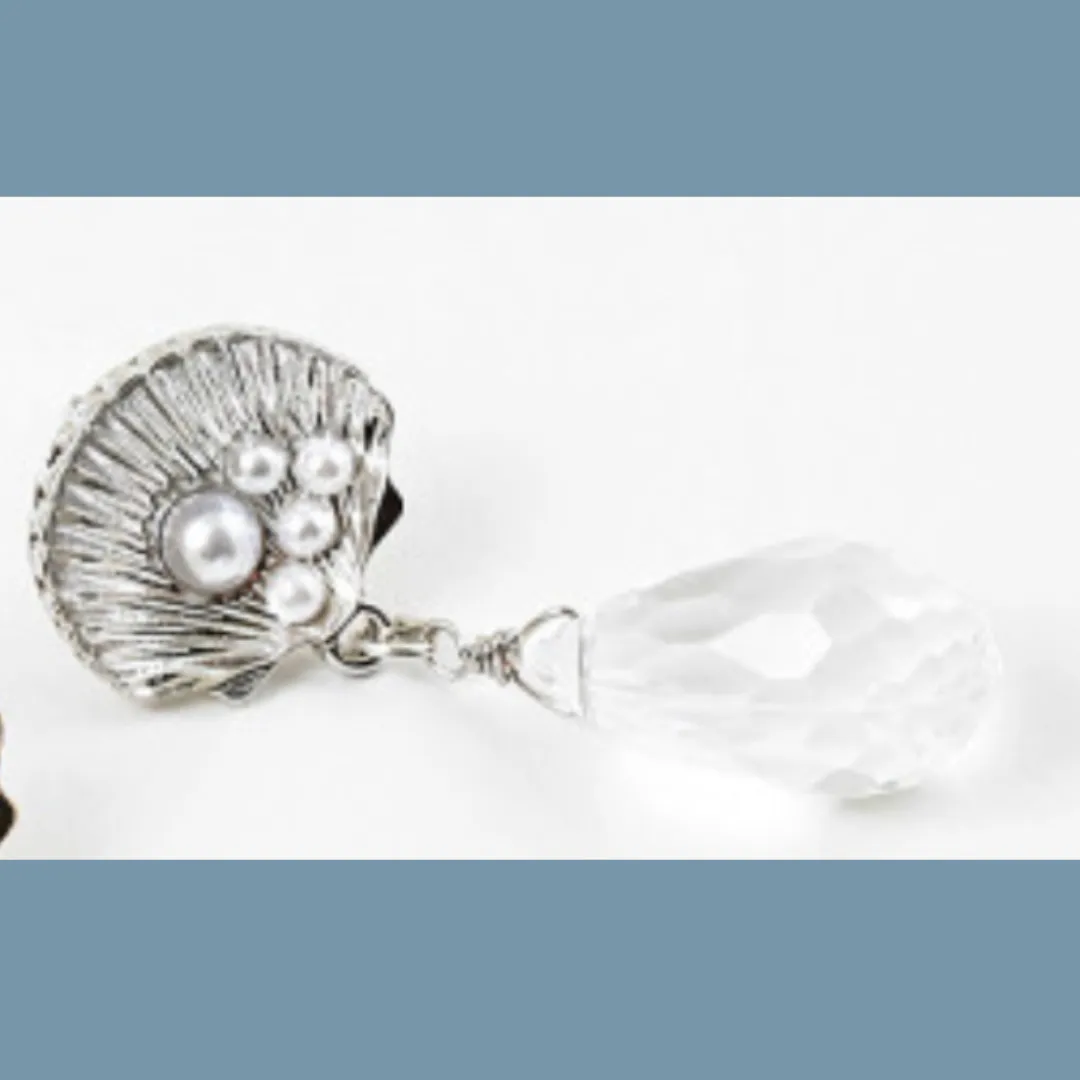 Scallop Shell Crystal Earrings