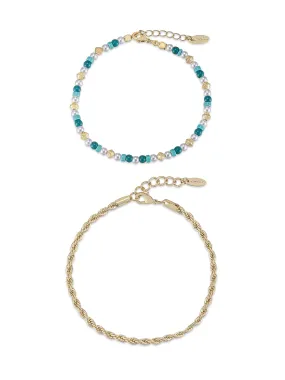 Seaside Turquoise and Pearl Anklet Set