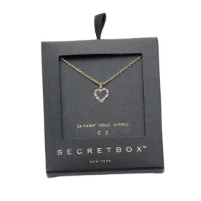 Secret Box 14K Gold Dipped CZ Heart Pendant Necklace