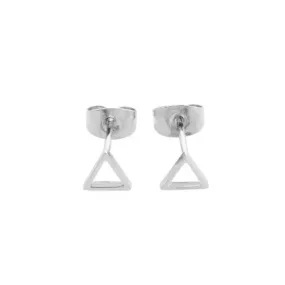 Silver Open Triangle Stud Earrings