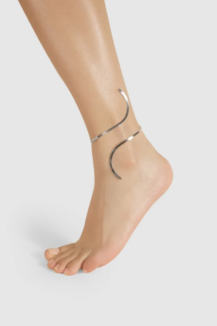 Silver Spiral Anklet