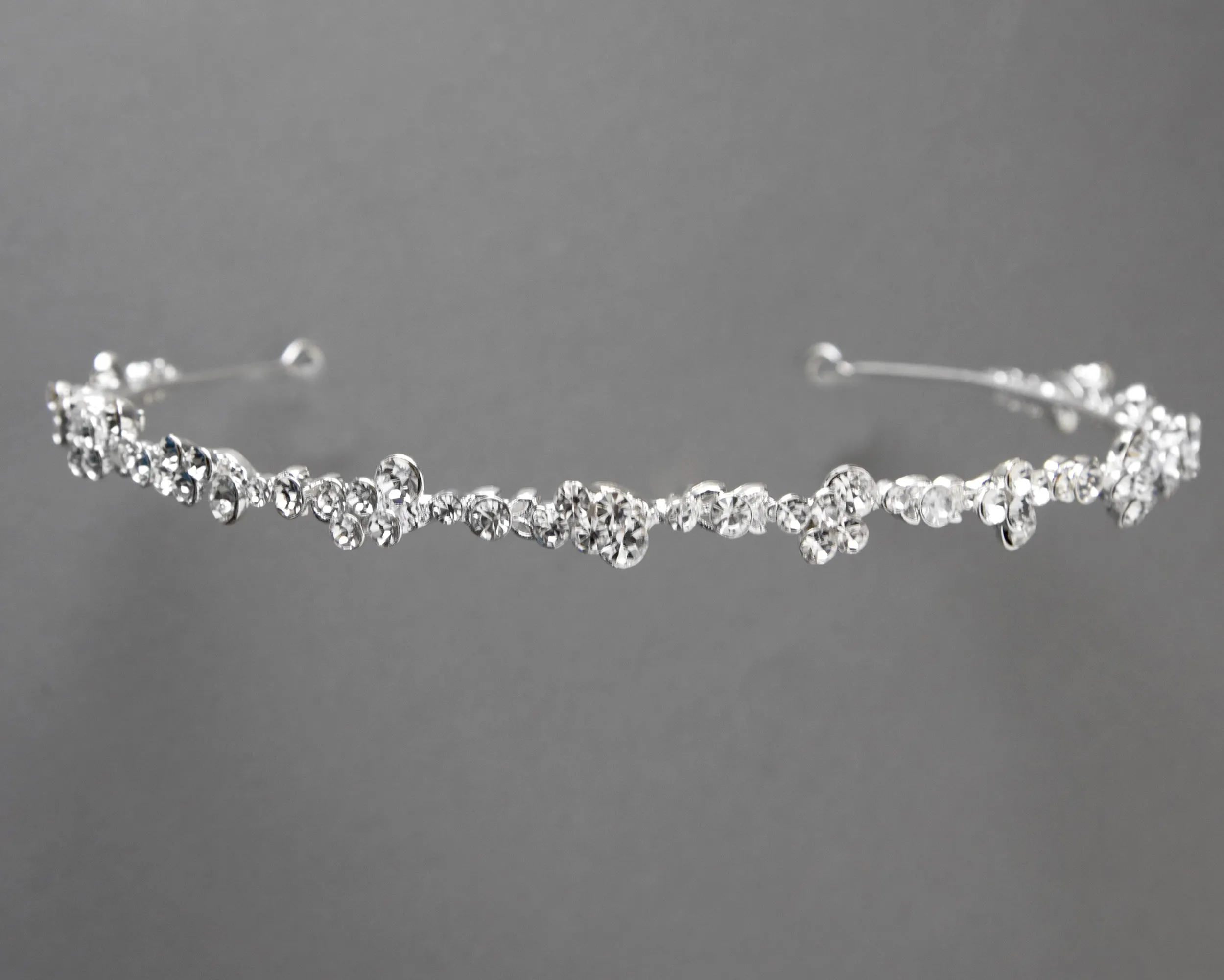 Simple Wedding Tiara of Crystal Clusters