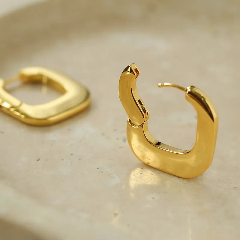 Square Hoop Gold Earrings