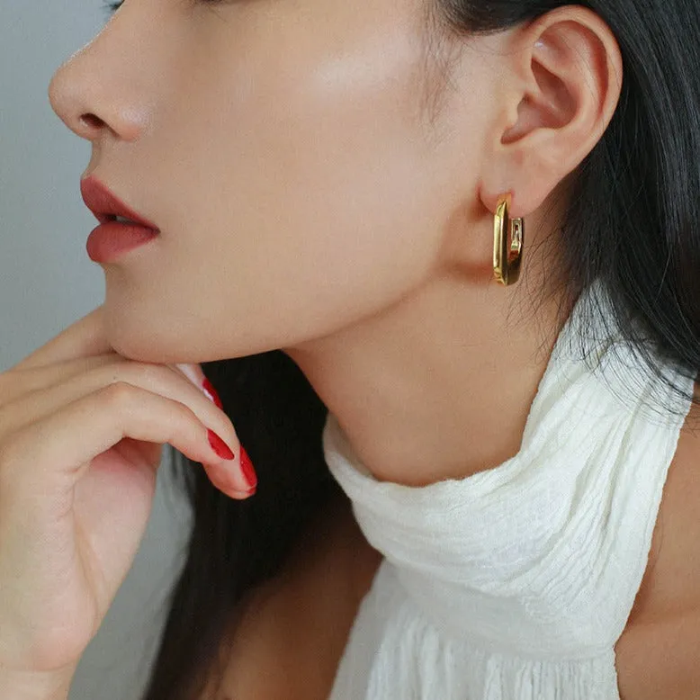 Square Hoop Gold Earrings