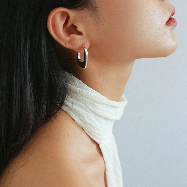 Square Hoop Gold Earrings