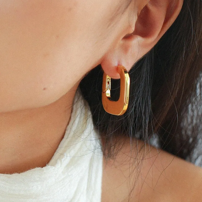 Square Hoop Gold Earrings