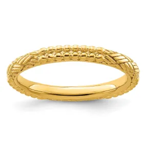 Stackable Expressions Gold-Plated Patterned Ring in Sterling Silver