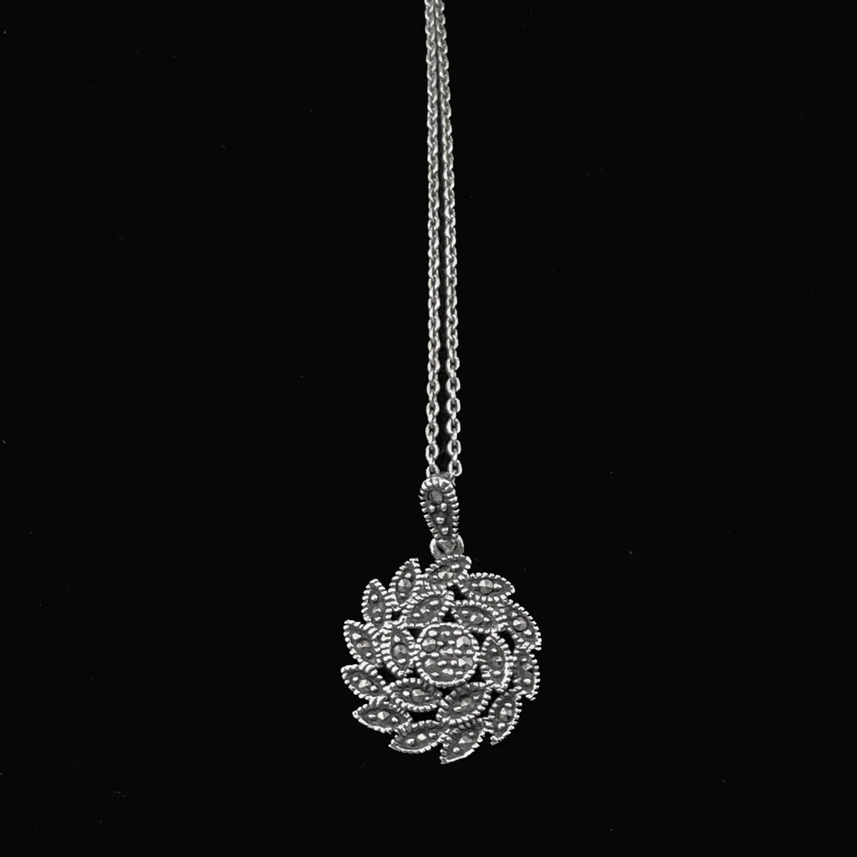 Sterling Silver Marcasite Pendant Necklace