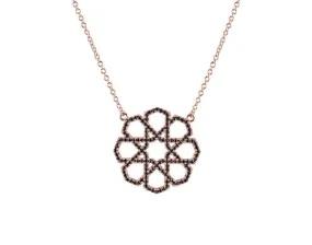 Sterling Silver Pave Marrakesh Style Necklace - Black CZ