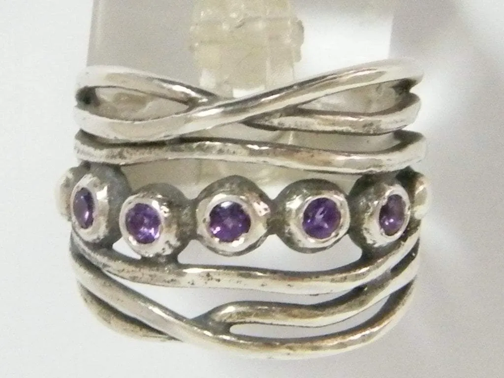 Sterling silver ring for woman zircons ring amethyst zircons