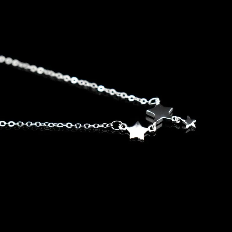 Sterling Silver Simple Charm Three Star Anklet For Women