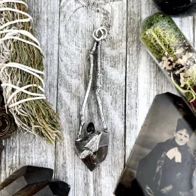 Sticks & Stones Collection- Smokey Quartz and Black Onyx Necklace in Fine Silver /