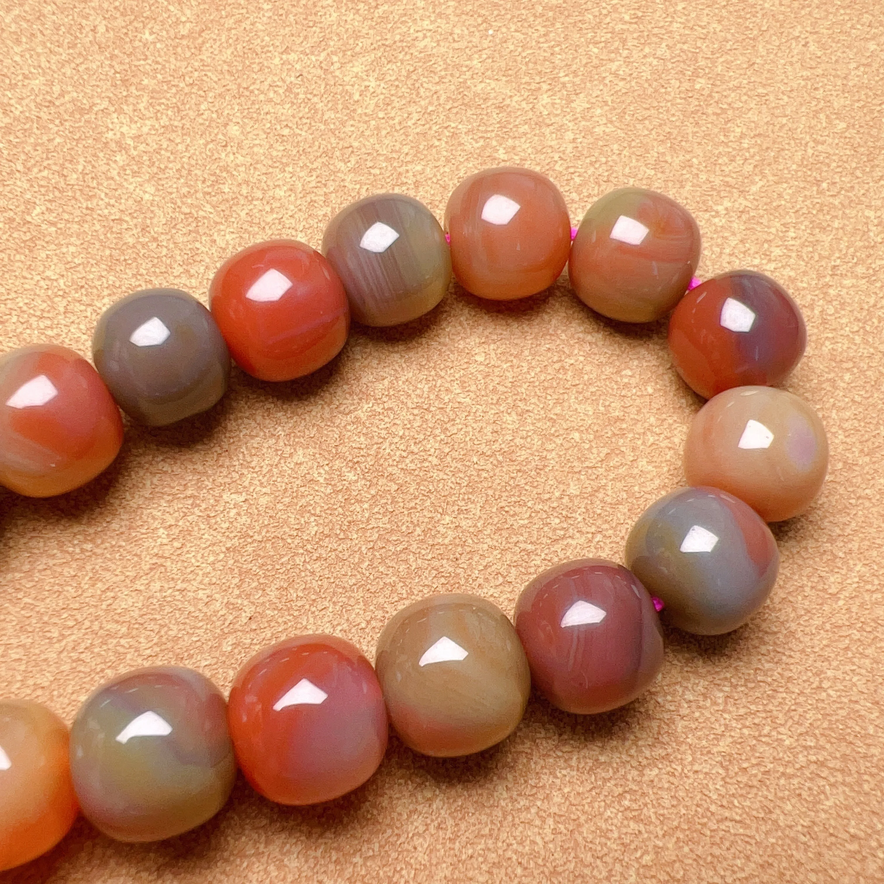 Stone of Strength 10.4x9.4mm High-quality Natural Assorted Color Yanyuan Agate Bracelet BR175-8