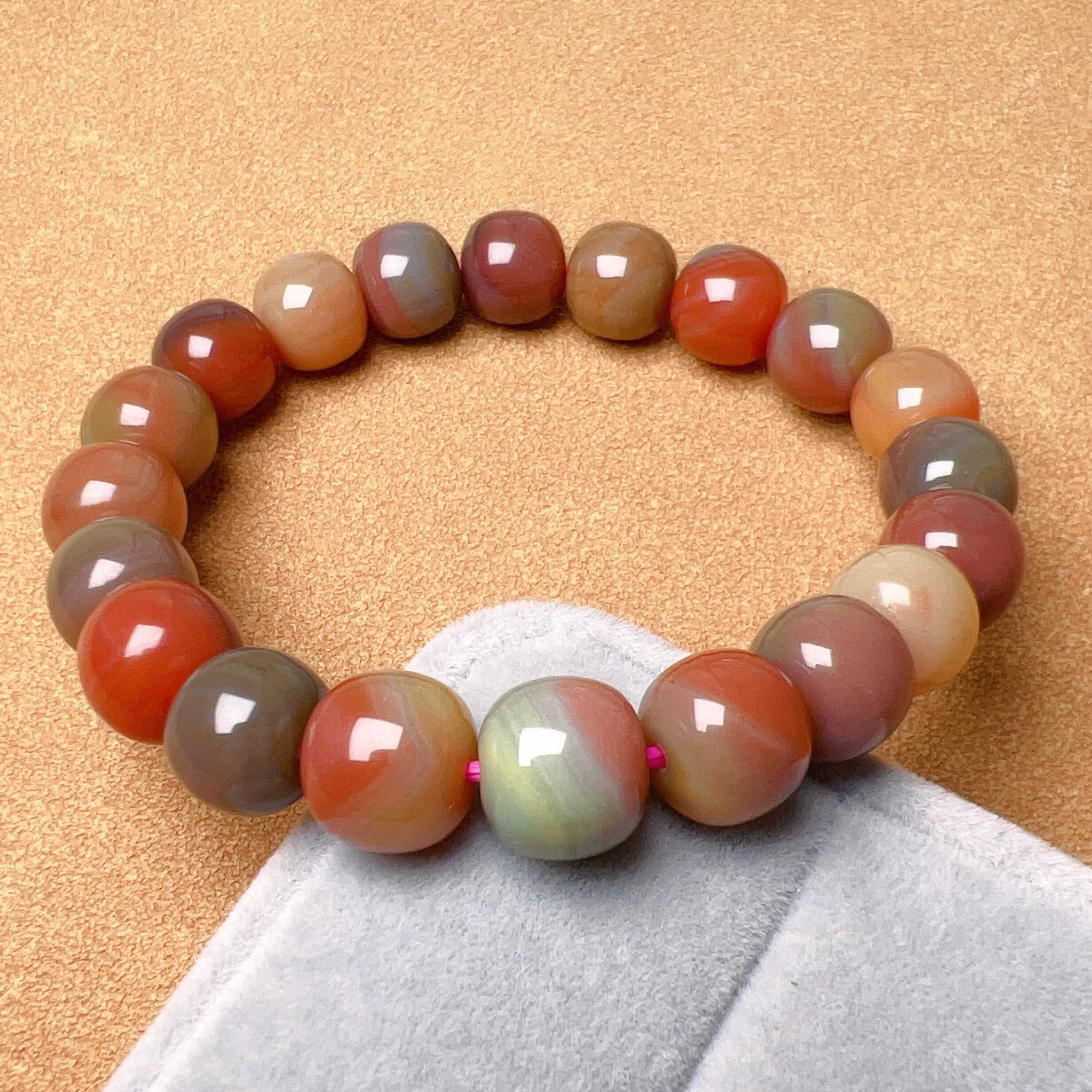 Stone of Strength 10.4x9.4mm High-quality Natural Assorted Color Yanyuan Agate Bracelet BR175-8