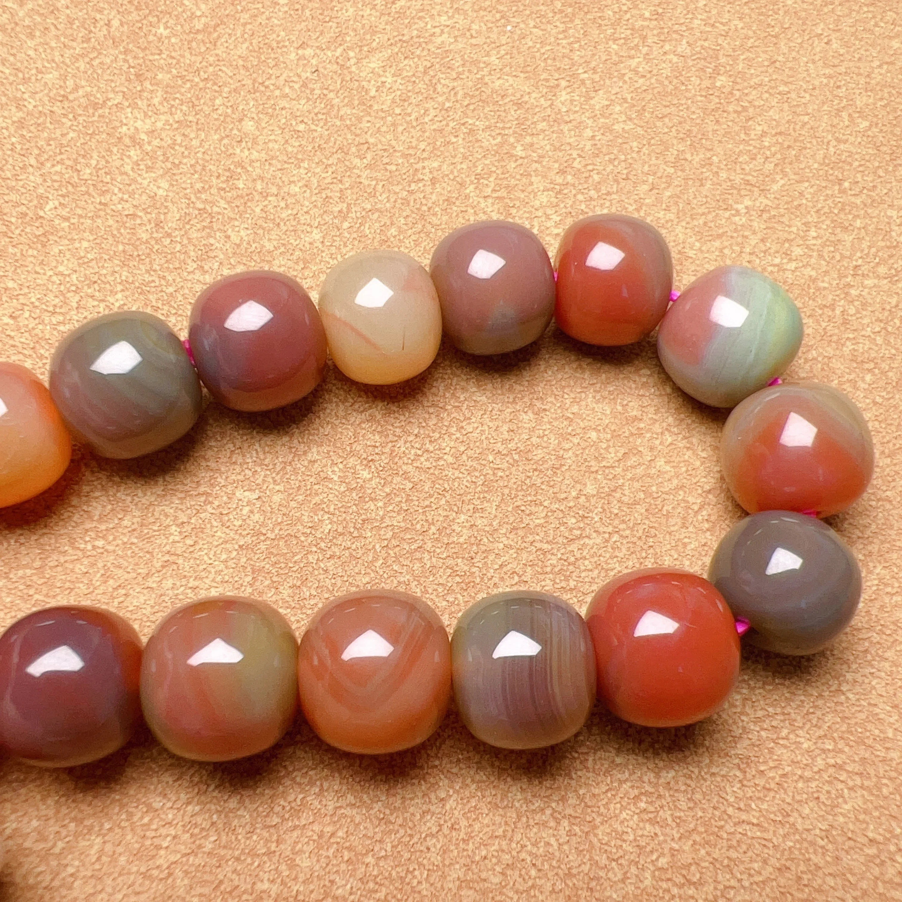 Stone of Strength 10.4x9.4mm High-quality Natural Assorted Color Yanyuan Agate Bracelet BR175-8