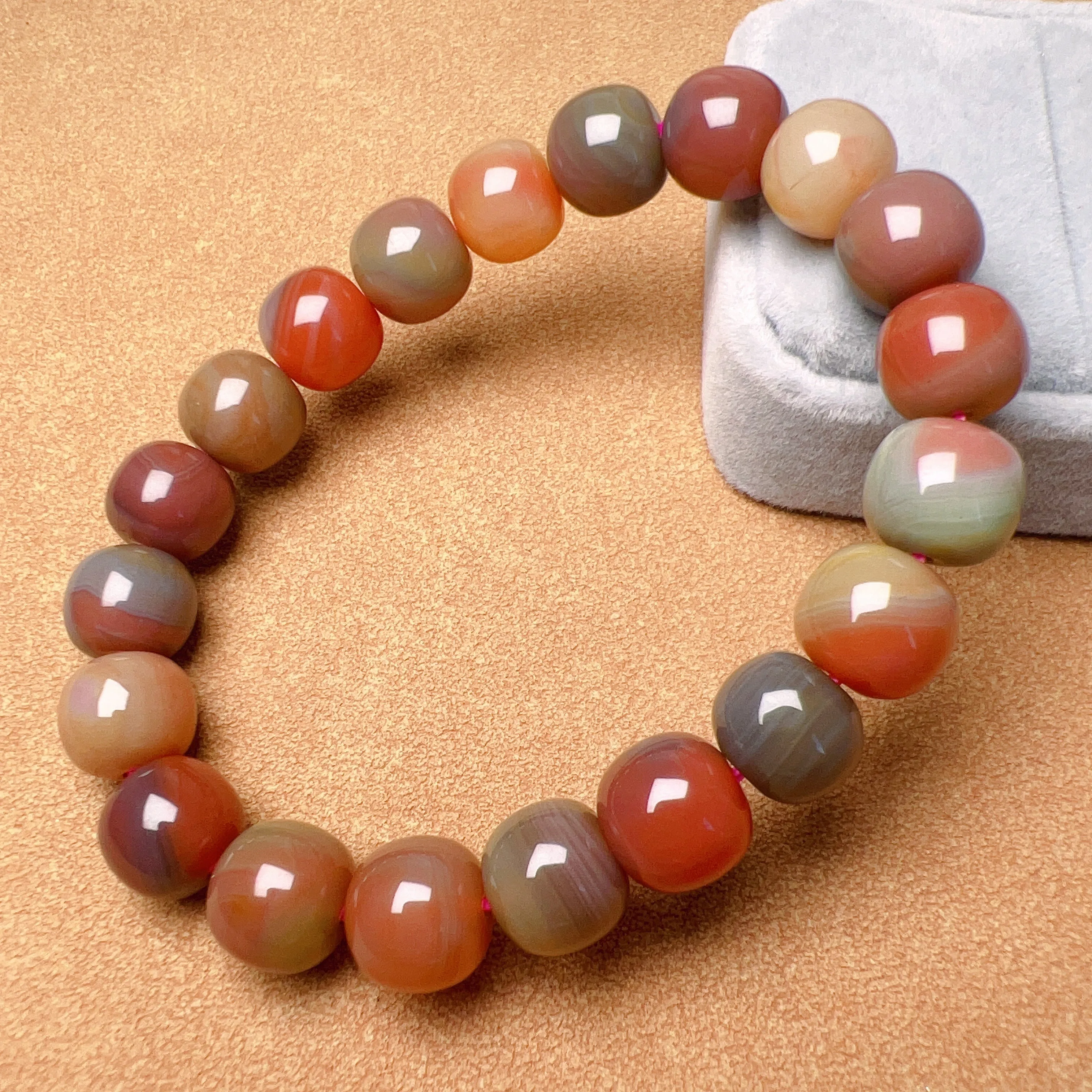 Stone of Strength 10.4x9.4mm High-quality Natural Assorted Color Yanyuan Agate Bracelet BR175-8