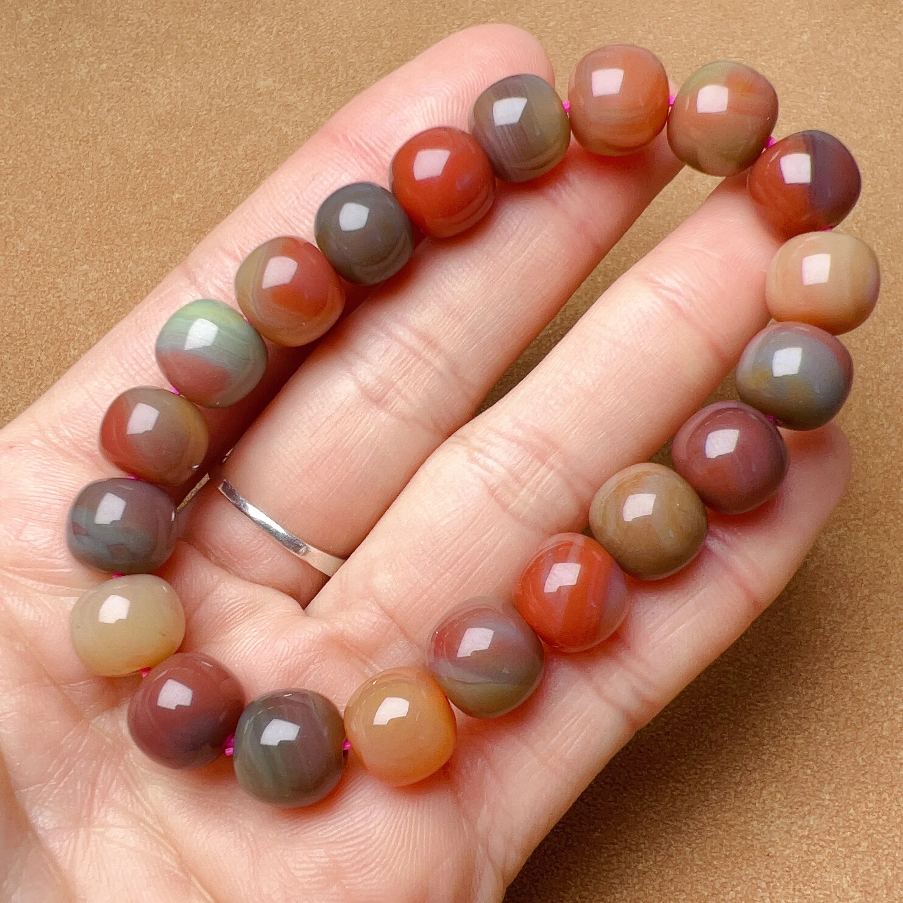 Stone of Strength 10.4x9.4mm High-quality Natural Assorted Color Yanyuan Agate Bracelet BR175-8