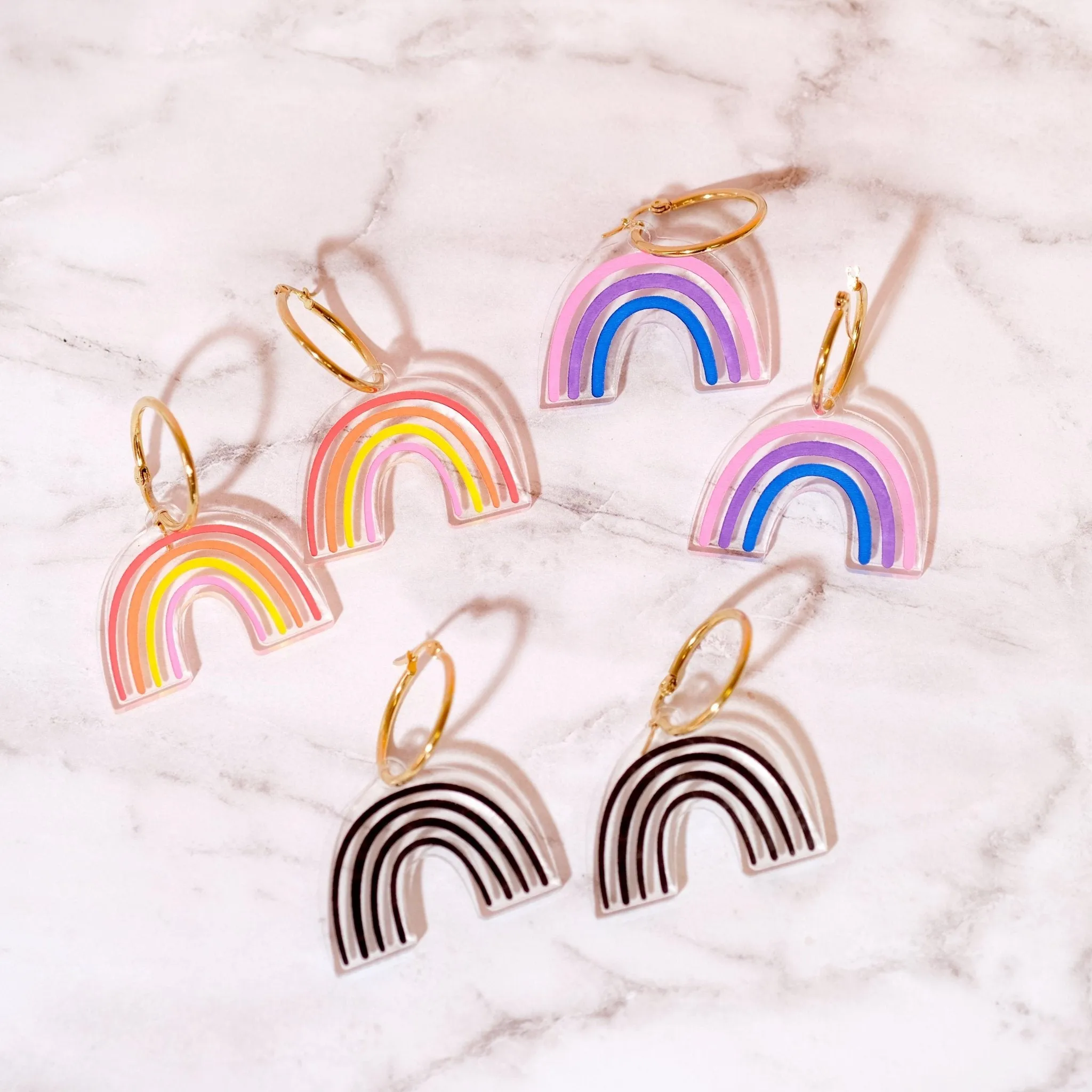 Sunset Rainbow Hoop Earrings