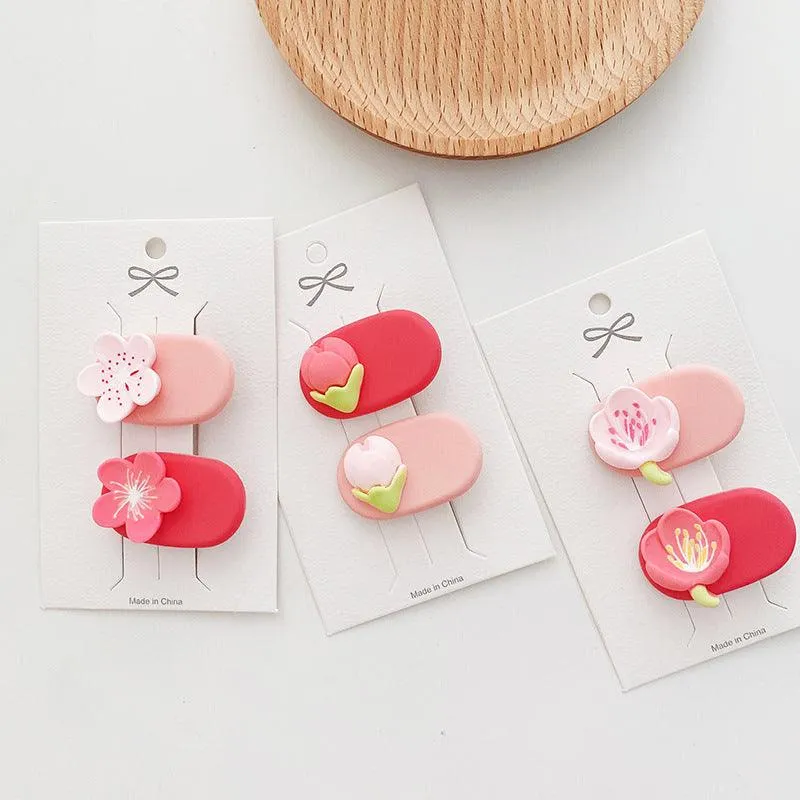 Sweet and Beautiful Girl's Pink Flower Hair Ring Lovely Fringe Hairpin Girls Hair Accessories