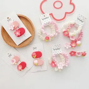 Sweet and Beautiful Girl's Pink Flower Hair Ring Lovely Fringe Hairpin Girls Hair Accessories