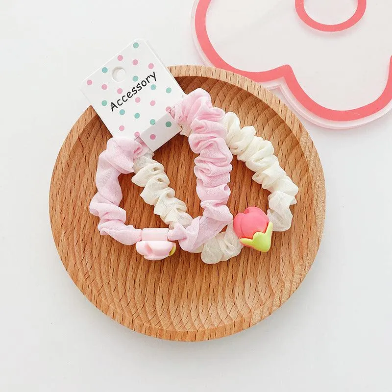 Sweet and Beautiful Girl's Pink Flower Hair Ring Lovely Fringe Hairpin Girls Hair Accessories