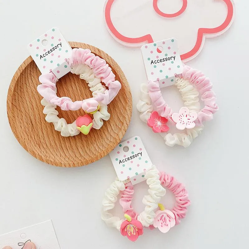 Sweet and Beautiful Girl's Pink Flower Hair Ring Lovely Fringe Hairpin Girls Hair Accessories