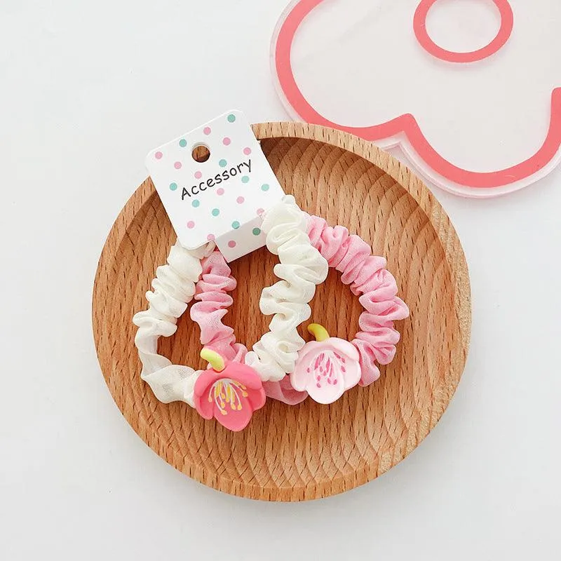 Sweet and Beautiful Girl's Pink Flower Hair Ring Lovely Fringe Hairpin Girls Hair Accessories