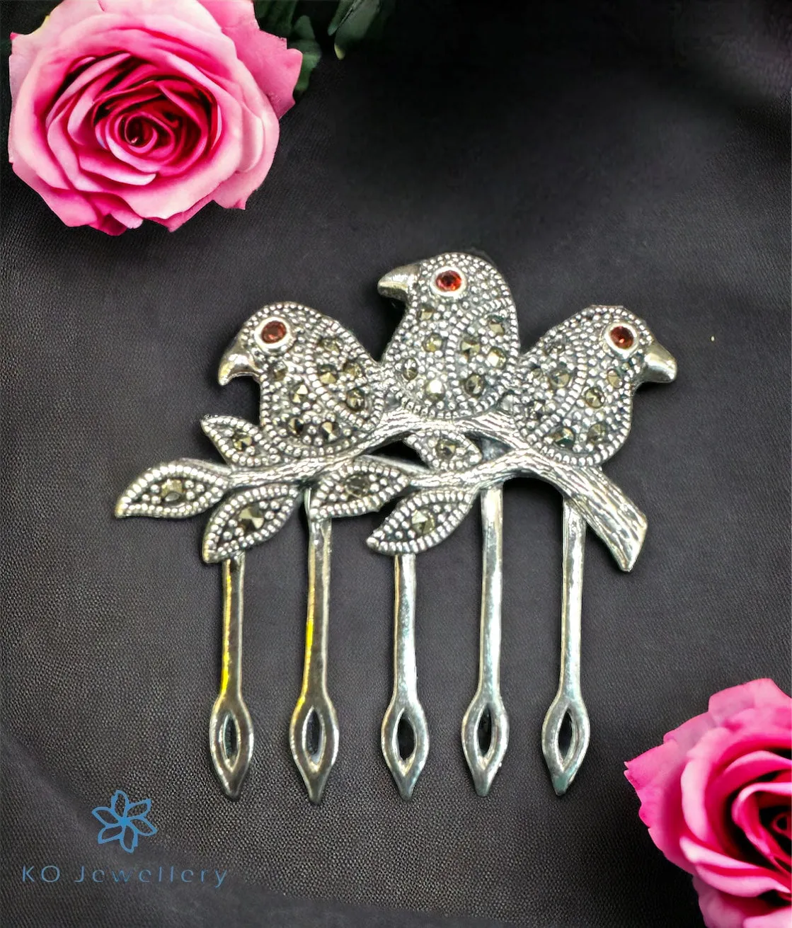 The Cuckoo Marcasite Silver Hair Clip