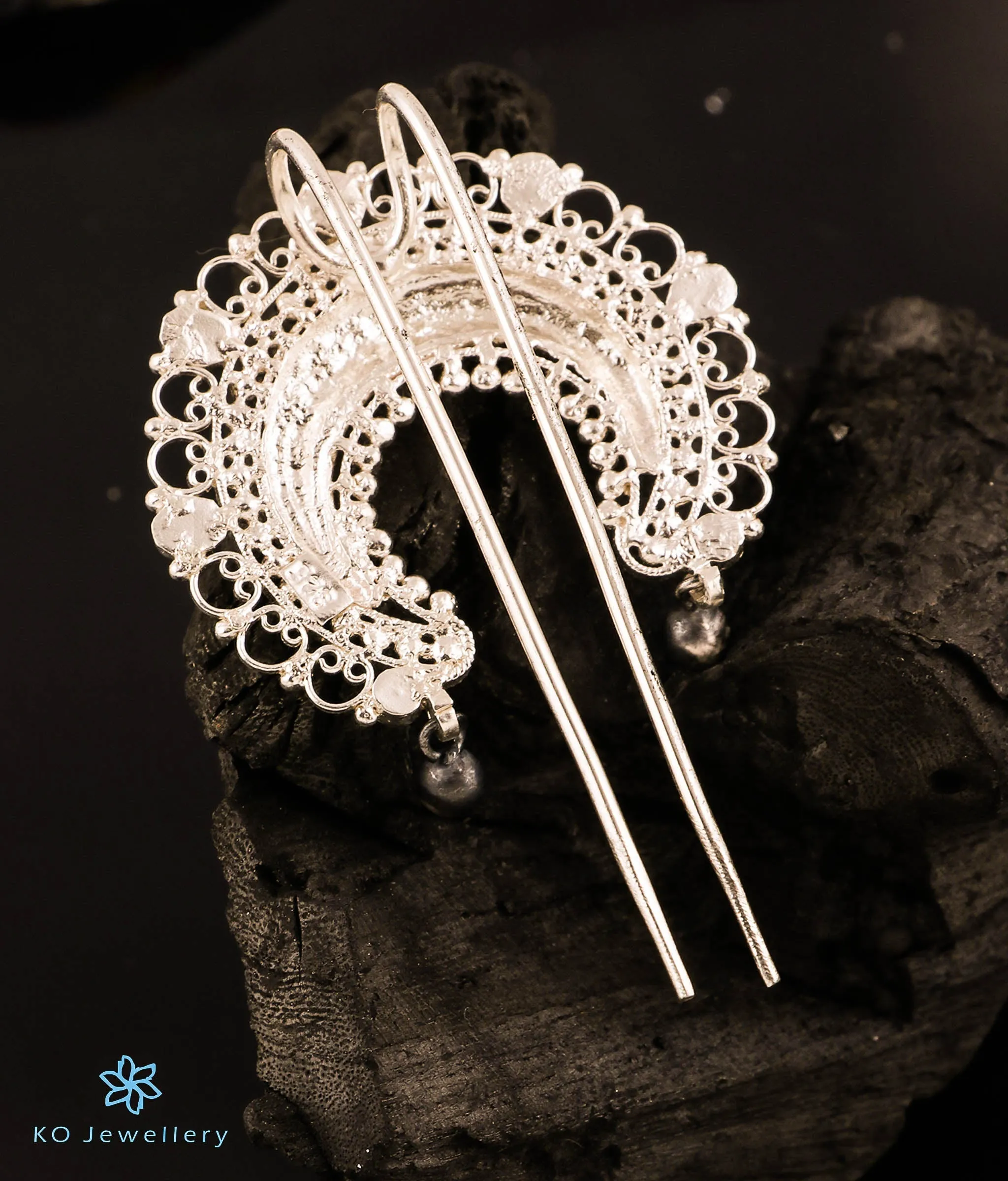 The Kahini Silver Bridal Hair Pin (Bright Silver)