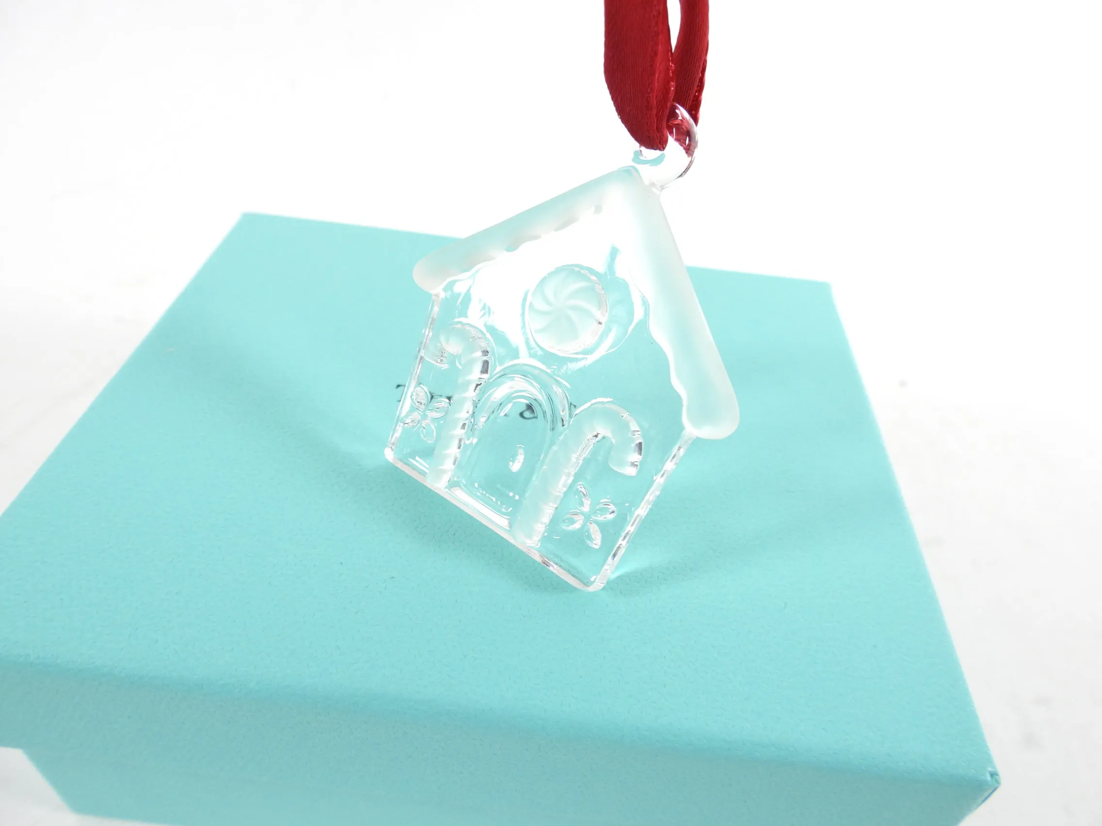 Tiffany & Co.  Glass Gingerbread House Festive Ornament