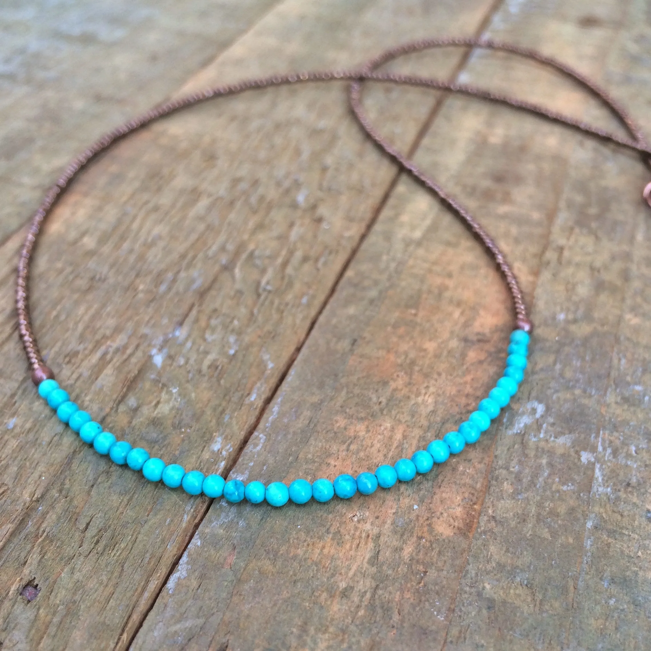 Tiny Turquoise Necklace, Turquoise Layering Necklace, Minimalist Turquoise Necklace, Southwestern Jewelry, Tiny Beaded Necklace