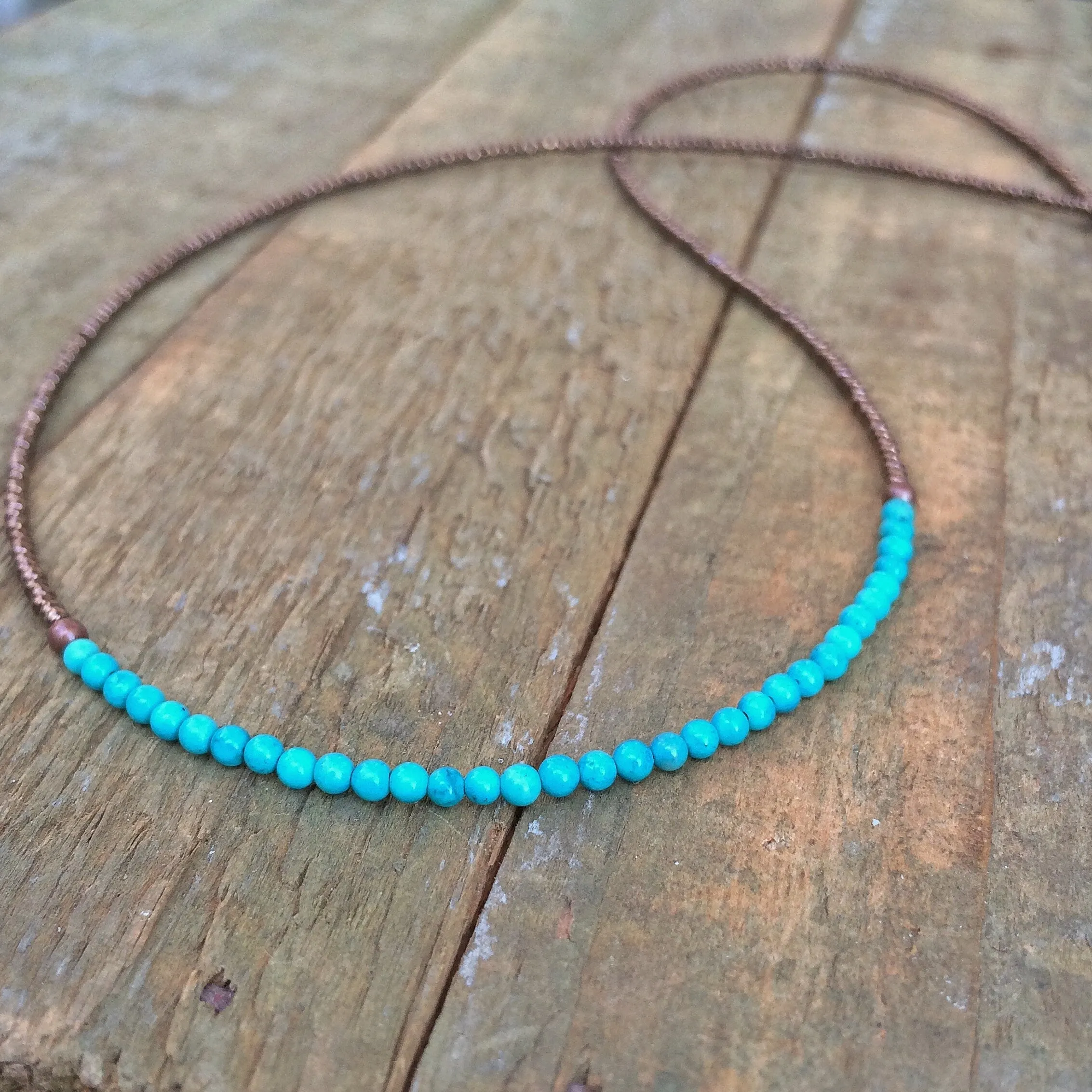 Tiny Turquoise Necklace, Turquoise Layering Necklace, Minimalist Turquoise Necklace, Southwestern Jewelry, Tiny Beaded Necklace