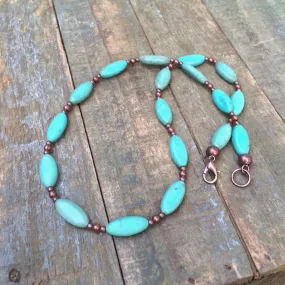 Turquoise Necklace, Green Blue Turquoise Jewelry, Boho Beaded Jewelry, Jewelry Gift Set, Copper Jewelry, Gift for Her, Necklace Set