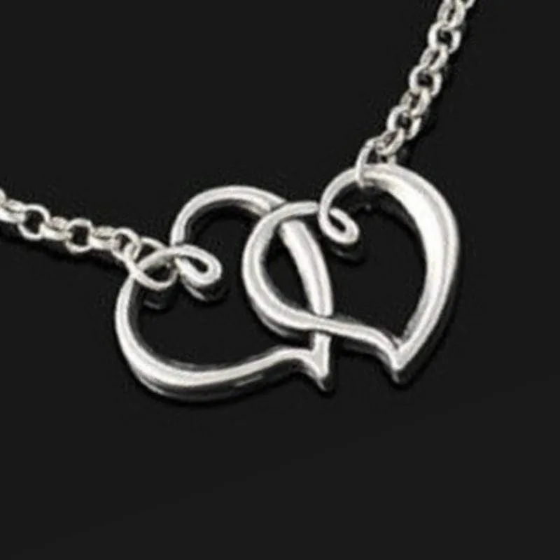 Two Hearts As One Silver Anklet