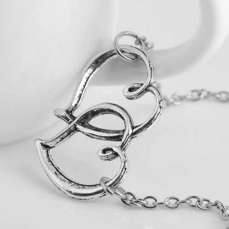 Two Hearts As One Silver Anklet