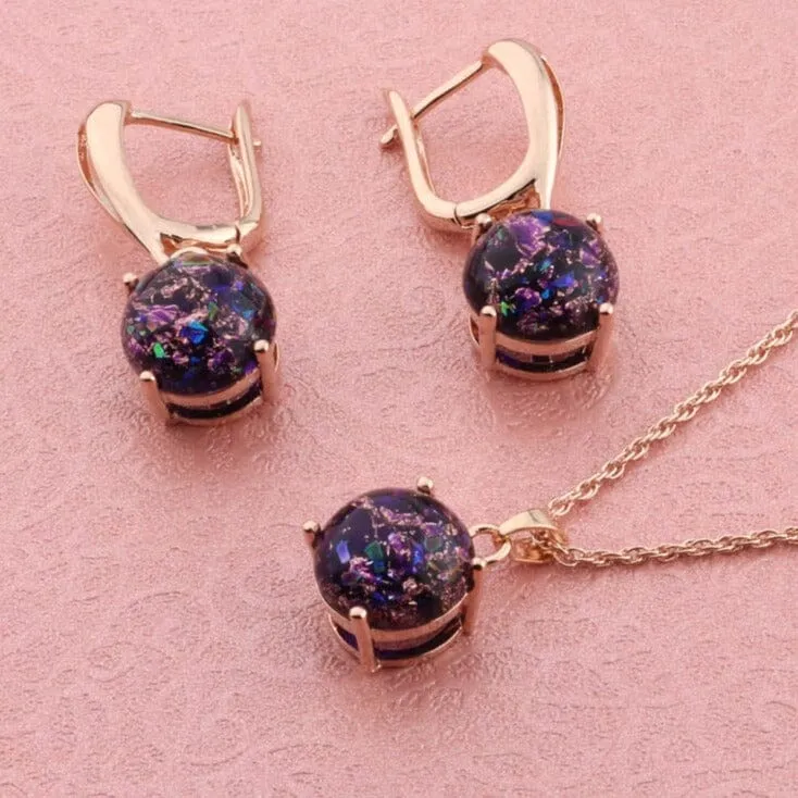 Unique Sparkly Stone Crystal Jewelry Set