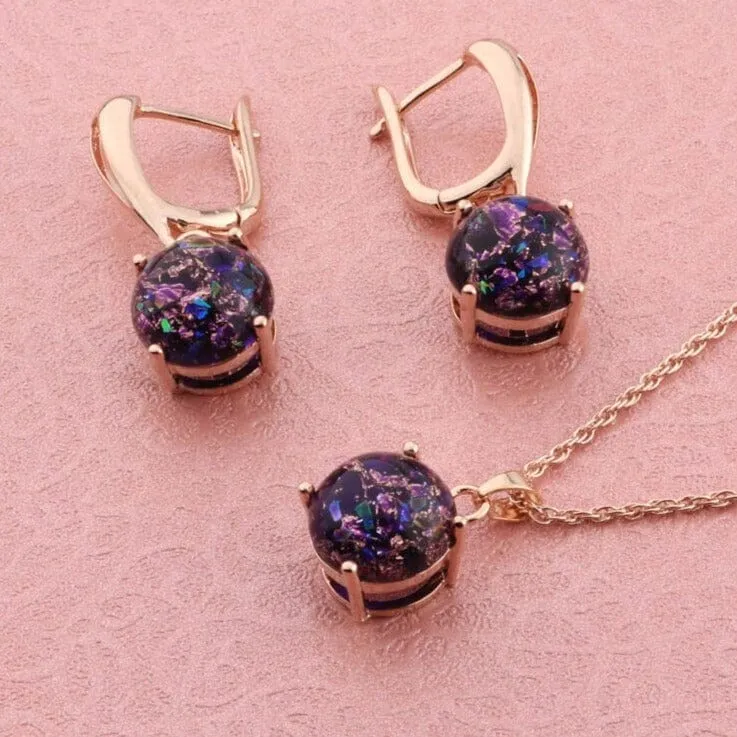 Unique Sparkly Stone Crystal Jewelry Set