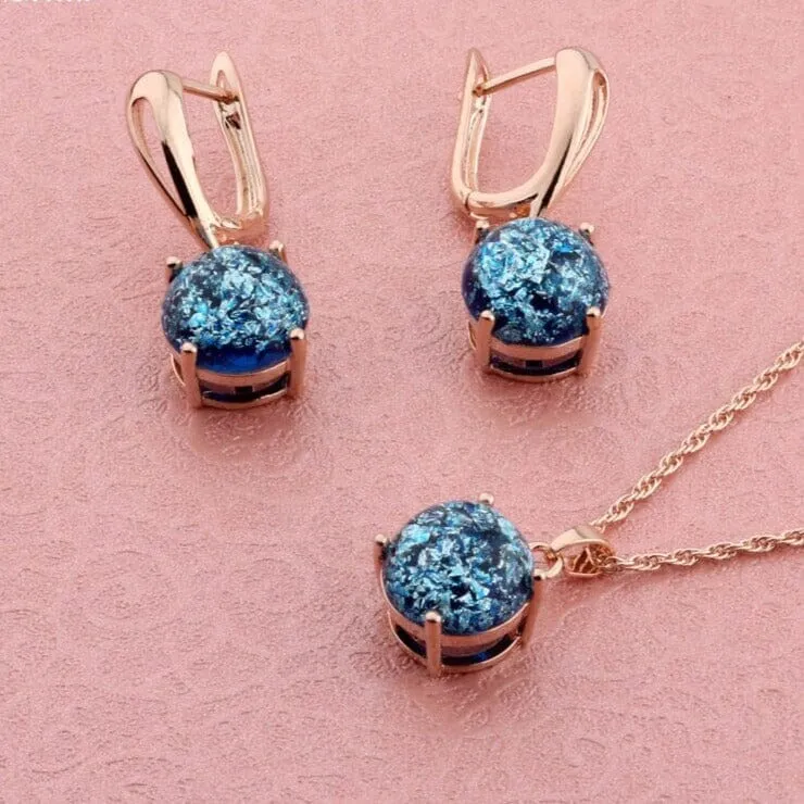 Unique Sparkly Stone Crystal Jewelry Set