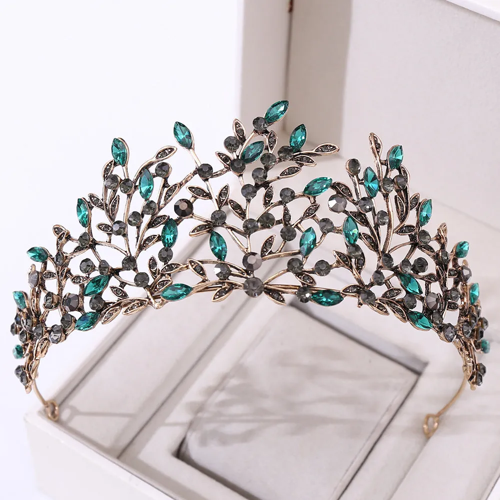 Vintage Baroque Queen Tiara Wedding Crown Fashion Ladies Wedding Hair Accessories Princess Headband Rhinestone Hair Jewelry