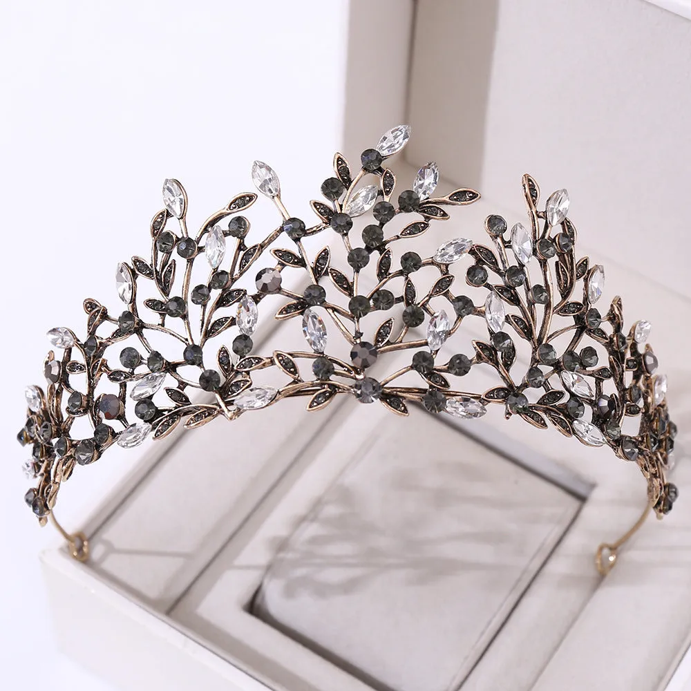 Vintage Baroque Queen Tiara Wedding Crown Fashion Ladies Wedding Hair Accessories Princess Headband Rhinestone Hair Jewelry