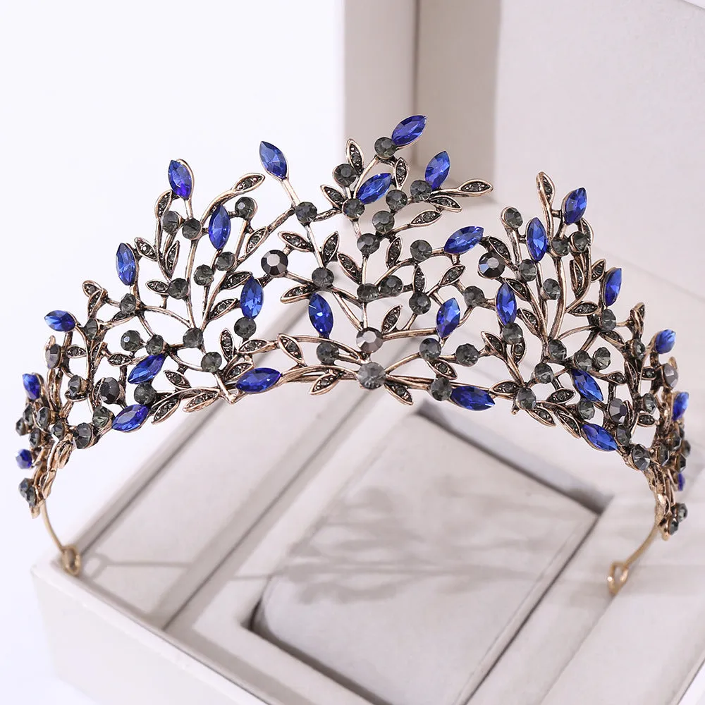 Vintage Baroque Queen Tiara Wedding Crown Fashion Ladies Wedding Hair Accessories Princess Headband Rhinestone Hair Jewelry