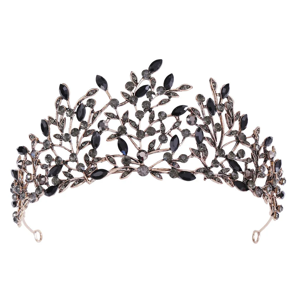 Vintage Baroque Queen Tiara Wedding Crown Fashion Ladies Wedding Hair Accessories Princess Headband Rhinestone Hair Jewelry