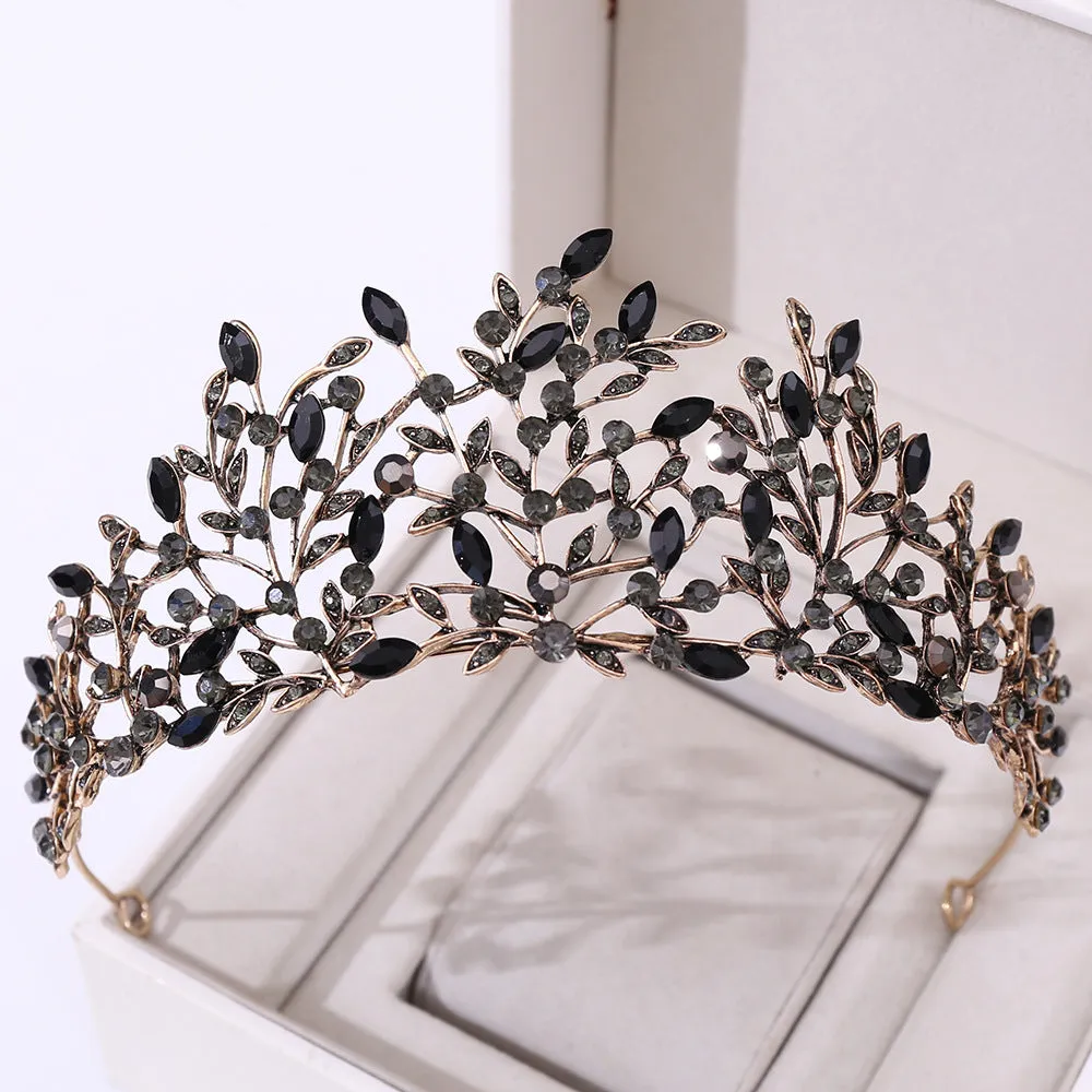 Vintage Baroque Queen Tiara Wedding Crown Fashion Ladies Wedding Hair Accessories Princess Headband Rhinestone Hair Jewelry